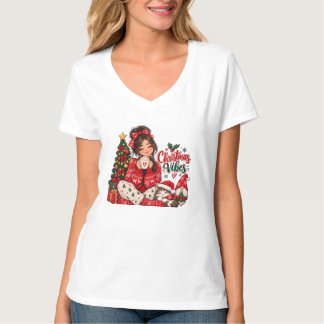 Camiseta Menina de Natal,Coleção de Gatos Designs Fofos de