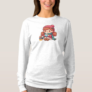 Camiseta Menina de Natal/inverno bonita com cacau