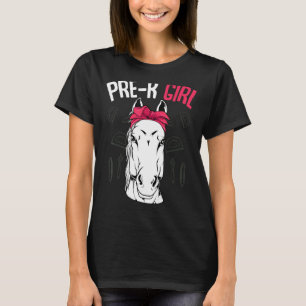 Camiseta Menina de Pré-Escola de Volta à Escola Cavalo Fofo