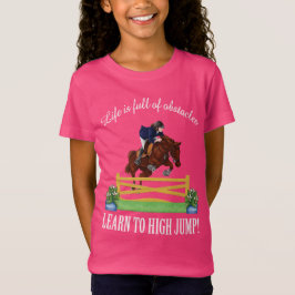 Camiseta Menina de SALTO INGLESA EQUESTRE do CAVALO E do