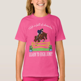 Camiseta Menina de SALTO INGLESA EQUESTRE do CAVALO E do