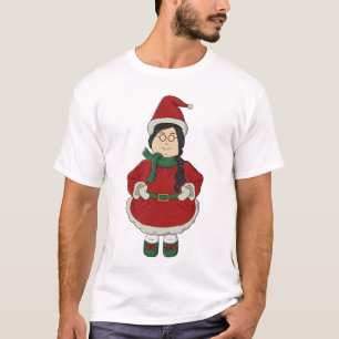 Camiseta Menina de Santa com Vestido Vermelho