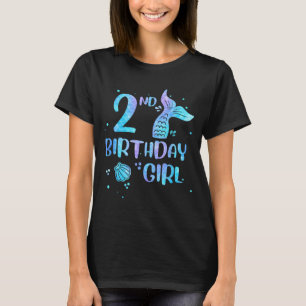 Camiseta Menina de Segundo Aniversário Sereia 2º Crianças d