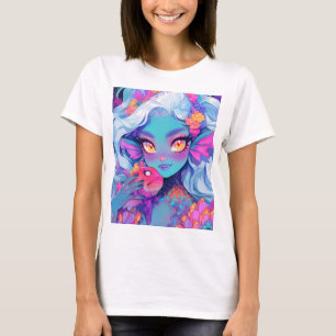 Camiseta Menina de Sereia e Peixes de Animais de Companhia