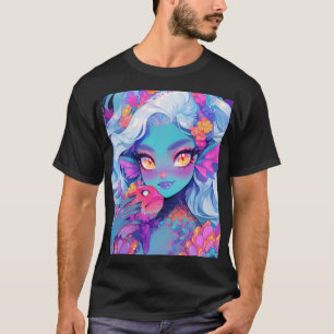 Camiseta Menina de Sereia e Peixes de Animais de Companhia