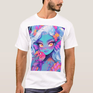 Camiseta Menina de Sereia e Peixes de Animais de Companhia