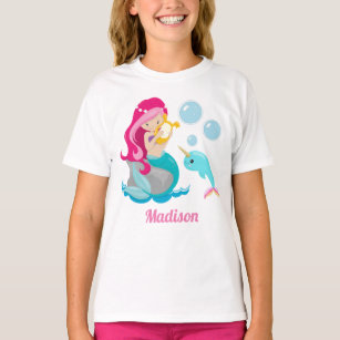 Camiseta Menina de Sereia, Garota de Bebê, Beija, Filhos