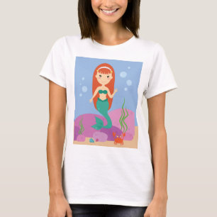 Camiseta Menina de sereia, menina das ondas submarinas