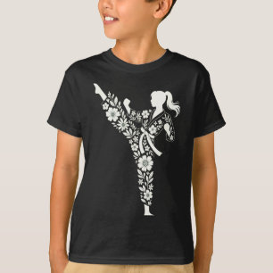 Camiseta Menina de Taekwondo Artes Marciais Florais Criança
