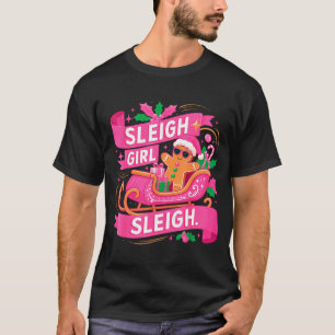 Camiseta Menina de Trenó de Pão de Mel Nk Natal Engraçado M