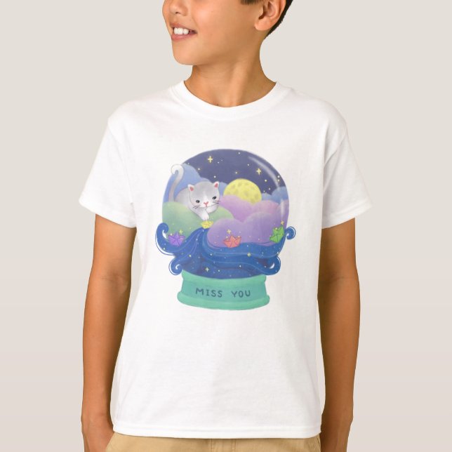 Camiseta Menina de Você: Barcos de Gato e Papel (Frente)
