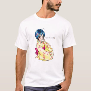 Camiseta Menina de Yukata do amor de filhote de cachorro