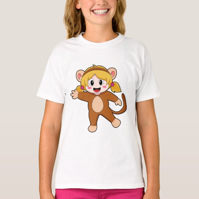 Camiseta Menina disfarçada de macaco (Frente)