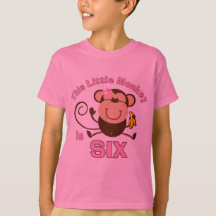 Camiseta Menina do aniversário do macaco pequeno 6a