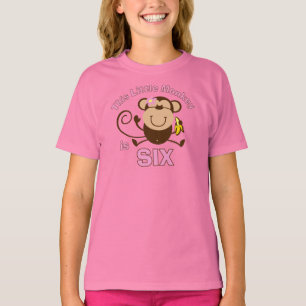 Camiseta Menina do aniversário do macaco pequeno 6a