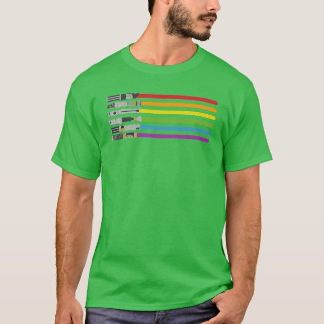 Camiseta Menina do arco-íris do sabre de luz (Frente)