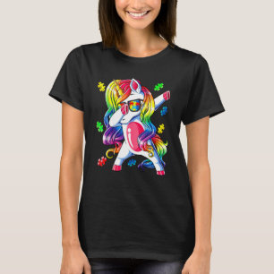 Camiseta Menina do Autismo Conscientização Dabbing Unicórni