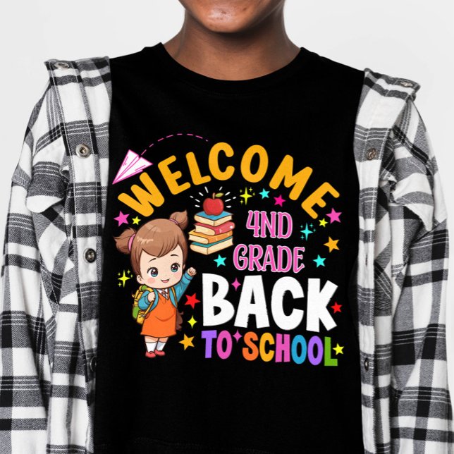 Camiseta Menina do Cabelo Mensageira de Volta à Escola (Criador carregado)
