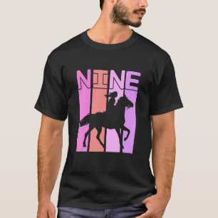 Camiseta Menina do Cavalo Aniversário de 9 Anos Cavalgada 9