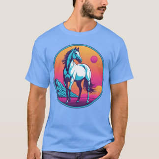 Camiseta Menina do Cavalo de Synthwave