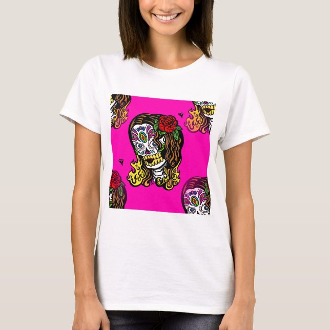 Camiseta menina do crânio (Frente)