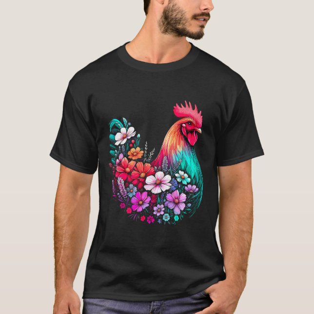 Camiseta Menina do Frango Floral Flor  (Frente)
