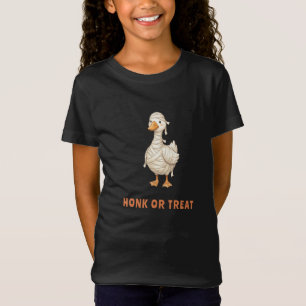 Camiseta Menina do Ganso de Halloween ou Tratamento Mamãe