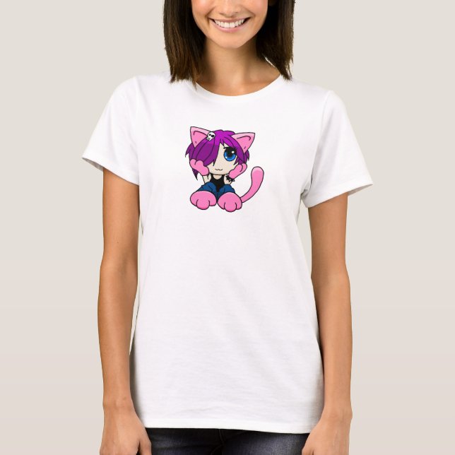 Camiseta Menina do gato de Emo (Frente)