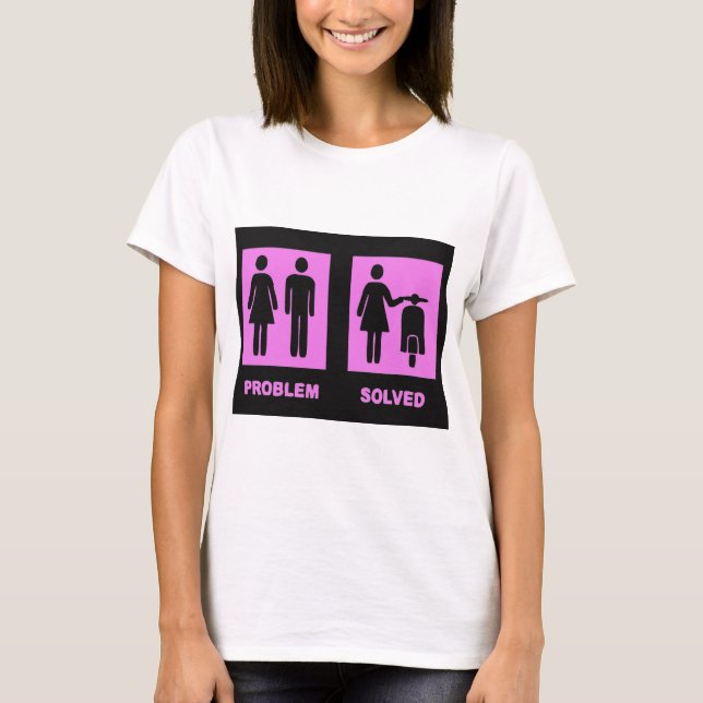Camiseta menina do patinete nenhum rosa do problema (Frente)
