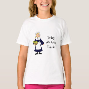 Camiseta Menina do peregrino da acção de graças