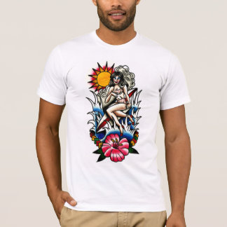 Camiseta Menina do Pin-acima do surfista do tatuagem com