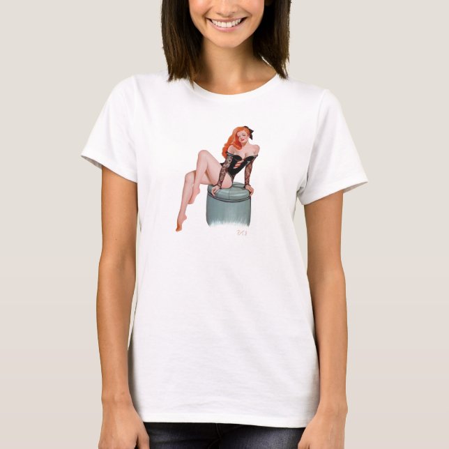 Camiseta Menina do Pinup do vintage (Frente)