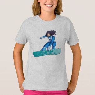 Camiseta Menina do Snowboarder de Manga