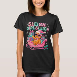 Camiseta Menina do Trenó Arte de Natal de Biscoito de Gengi