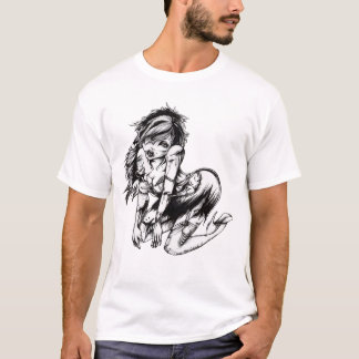 Camiseta menina do zombi para homens