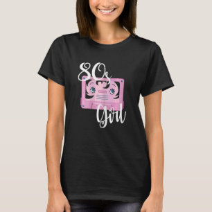 Camiseta Menina dos anos 80 Criança Retro Música Cassete Pi