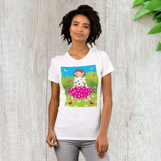 Camiseta Menina E Borboletas Mulher-Camisa (Criador carregado)