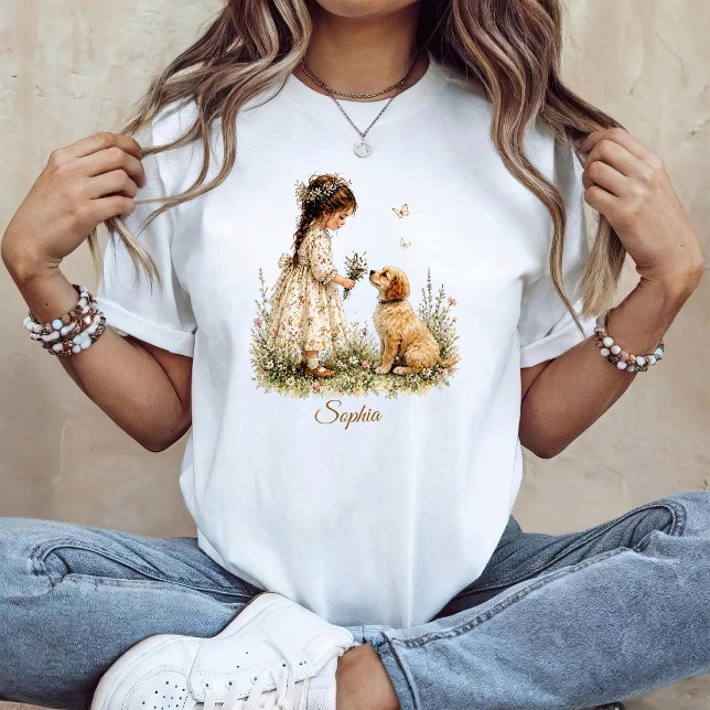 Camiseta Menina e Cachorrinho (Criador carregado)