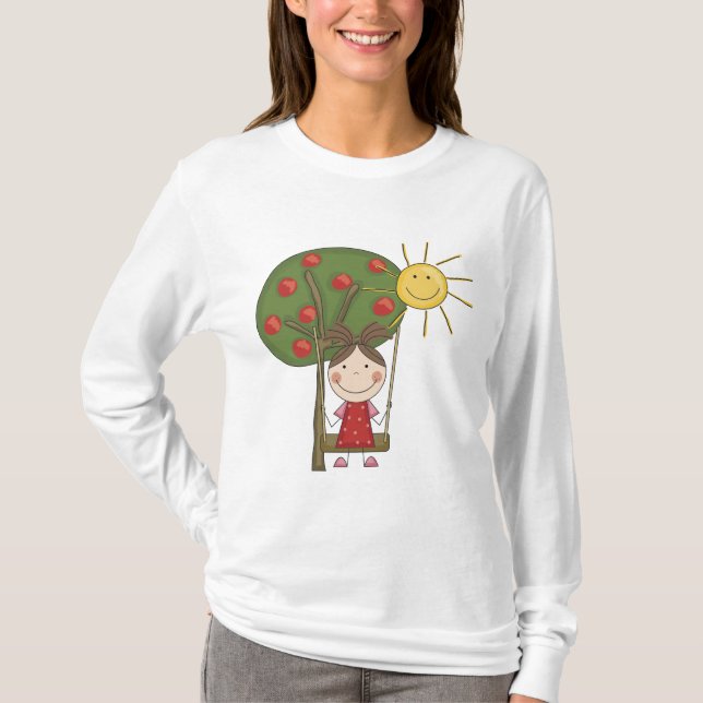 Camiseta Menina em t-shirt e em presentes do balanço (Frente)