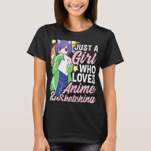 Camiseta Menina Engraçada Só Uma Menina Que Ama Anime E Ske