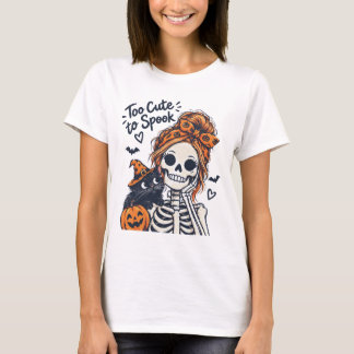 Camiseta Menina Esqueleto de Halloween Muito Fofa Para Assu