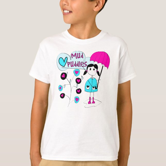 Camiseta Menina eu amo poças de lama (Frente)