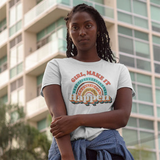 Camiseta Menina Faz Acontecer Retro Inspiração Positiva