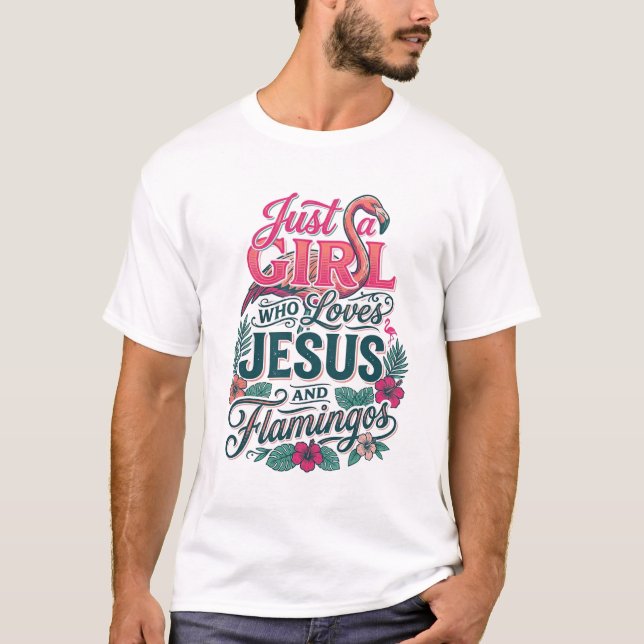 Camiseta Menina Flamingo Cristã Vintage (Frente)