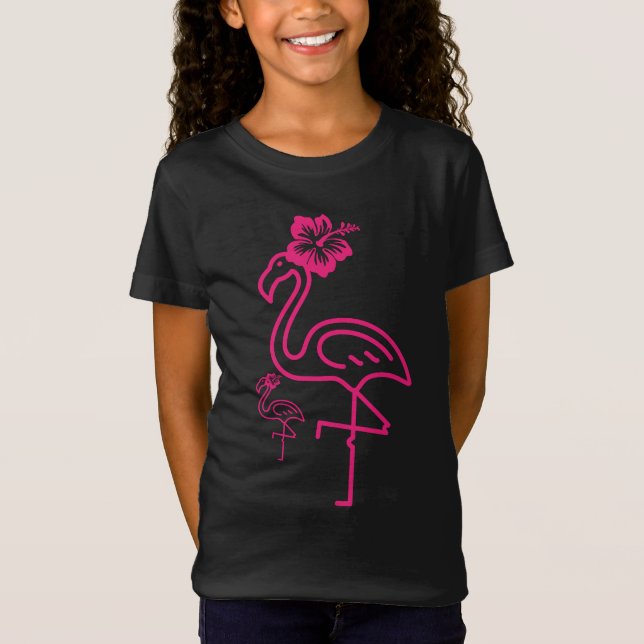 Camiseta Menina Flamingo de Verão (Frente)