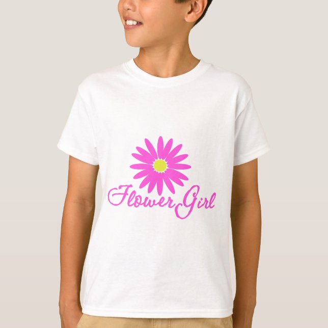 Camiseta Menina Flor Margarida/ Rosa (Frente)