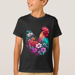 Camiseta Menina Floral Frango Flor