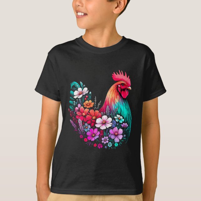 Camiseta Menina Floral Frango Flor  (Frente)