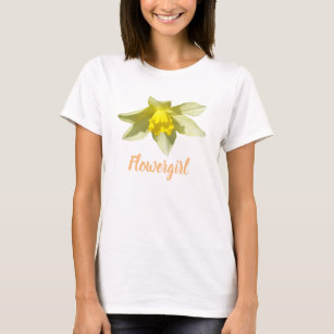 Camiseta Menina florescente Daffodil Amarelo Círculo Fluido