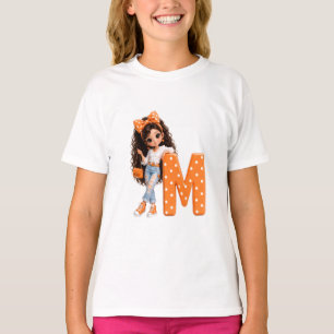 Camiseta Menina Fofa com Cobertor de Lanço da Letra M